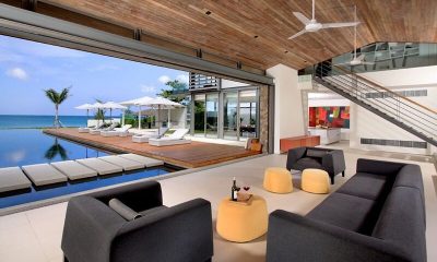 Sava Beach Villas Villa Amarelo Living Area with Pool View | Natai, Phang Nga