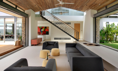 Sava Beach Villas Villa Amarelo Living Area with Up Stairs | Natai, Phang Nga