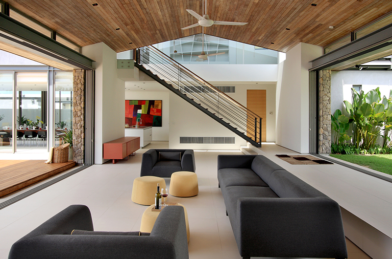 Sava Beach Villas Villa Amarelo Living Area with Up Stairs | Natai, Phang Nga