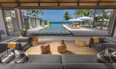 Sava Beach Villas Villa Amarelo Living Area with Sea View | Natai, Phang Nga