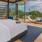 Sava Beach Villas Villa Roxo Bedroom with TV and Sea View | Natai, Phang Nga
