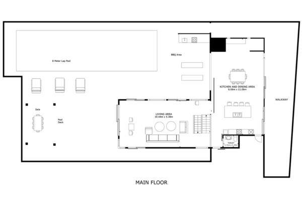 Sava Beach Villas Villa Roxo Main Floor Floorplan | Natai, Phang Nga