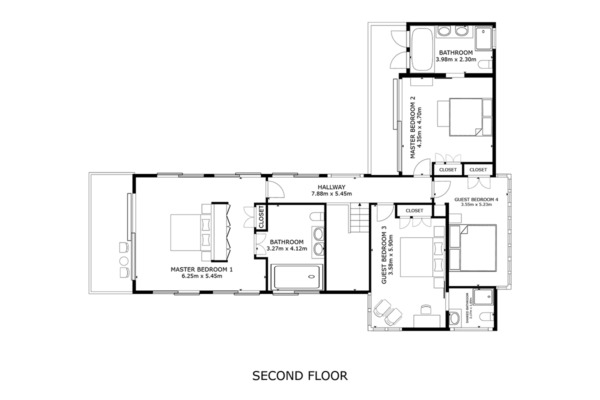 Sava Beach Villas Villa Roxo Second Floor Floorplan | Natai, Phang Nga