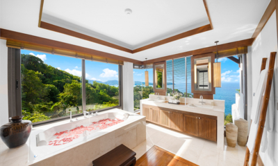 Villa Aye Master Bathroom Two with Bathtub and View | Kamala, Phuket