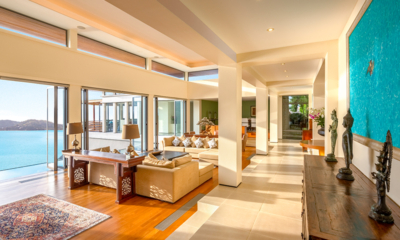 Villa Fah Sai Indoor Living Area with Wooden Floor and Sea View | Kamala, Phuket