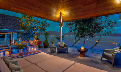 Villa Hale Malia Open Plan Lounge Area with Sea View at Night | Kamala, Phuket