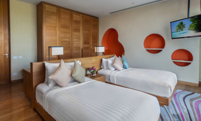 Villa Sawarin Bedroom with Twin Beds and TV | Phuket, Thailand