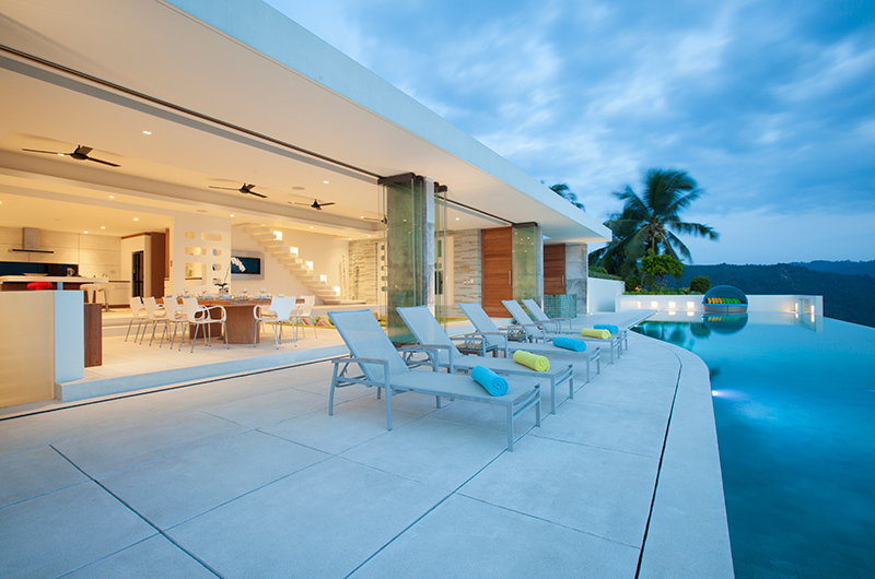 Lime Samui Villas Villa Splash Reclining Sun Loungers at Night | Nathon, Koh Samui