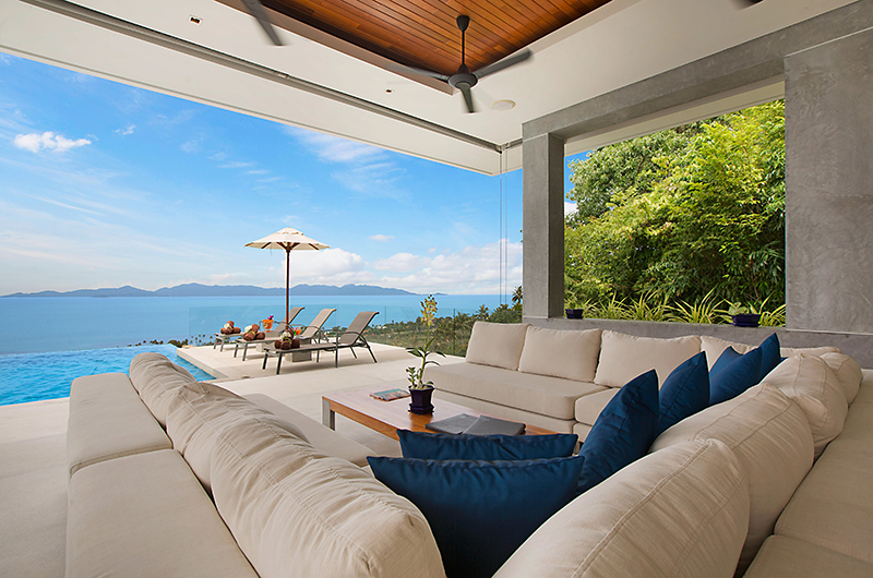 Villa Blue View Seating with Ocean Views | Bang Por, Koh Samui
