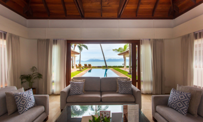 Villa Frangipani Living Area with Pool View | Maenam, Koh Samui