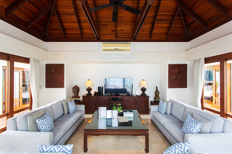 Villa Frangipani Living Area with TV | Maenam, Koh Samui