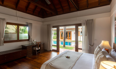 Villa Frangipani Bedroom Two with Study Area and Pool View | Maenam, Koh Samui