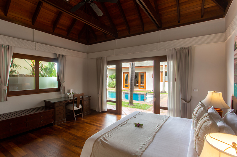 Villa Frangipani Bedroom Two with Study Area and Pool View | Maenam, Koh Samui