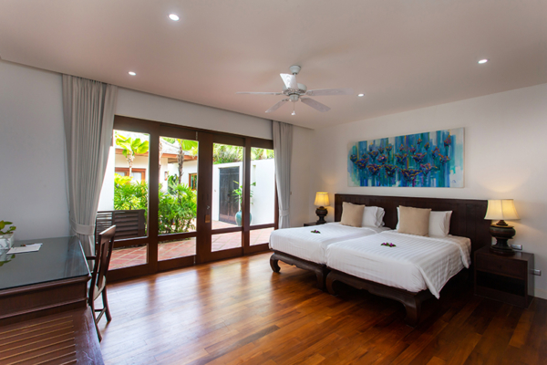 Villa Frangipani Bedroom Three with Twin Beds and View | Maenam, Koh Samui
