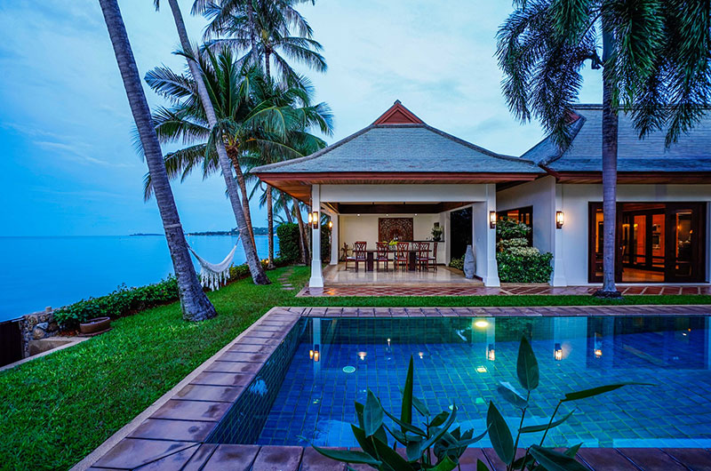Villa Frangipani Pool at Night | Maenam, Koh Samui