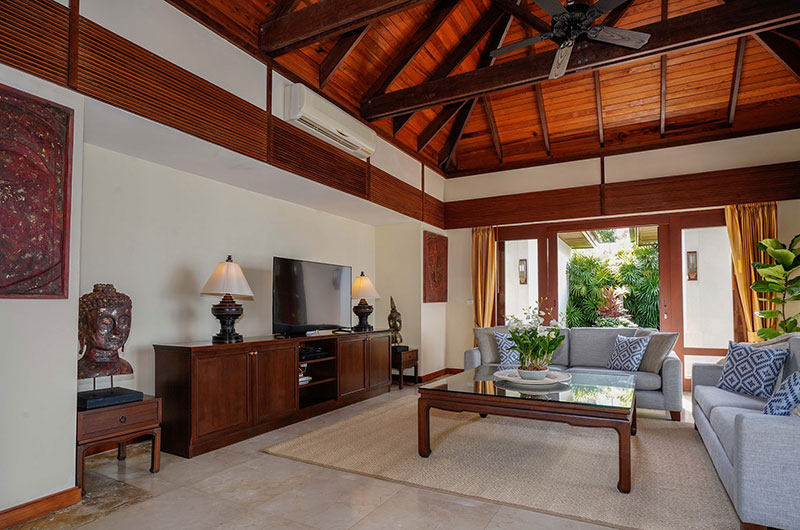 Villa Frangipani Living Area with TV | Maenam, Koh Samui