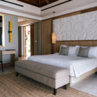 Villa Wayu Bedroom with Hanging Lamps and Study Area | Maenam, Koh Samui