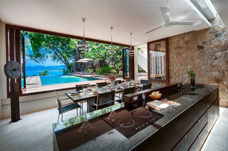 Villa Hin Samui Kitchen and Dining Area with Pool View | Bophut, Koh Samui