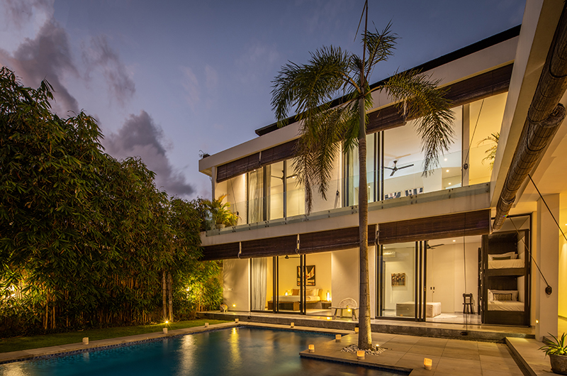 Villa Waha Gardens and Pool at Night | Canggu, Bali