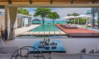 Sava Beach Villas Villa Cielo Living Area with Pool View | Natai, Phang Nga