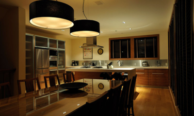 Annabel Kitchen and Dining Area at Night | Hirafu, Niseko