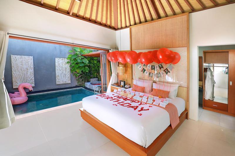 Legian Kriyamaha Villa Bedroom with Birthday Decoration | Legian, Bali