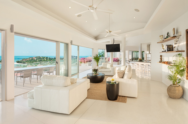 Baan Bon Khao Samui Indoor Living Area with View | Choeng Mon, Koh Samui