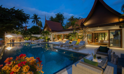 Baan Capo Pool Side Sun Beds at Night | Bang Rak, Koh Samui