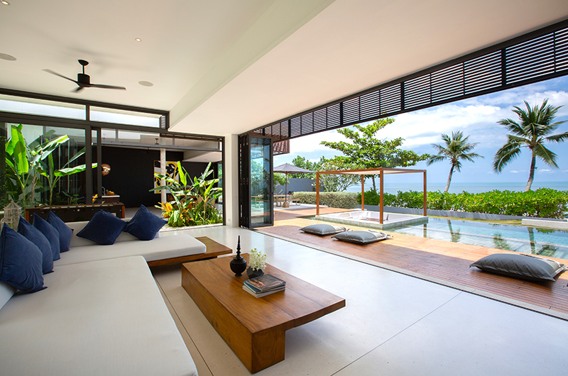 Villa Malouna Living Area with Sea View | Bang Por, Koh Samui