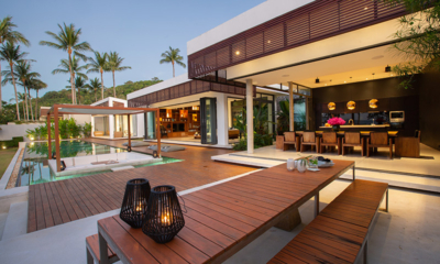 Villa Malouna Pool Side Dining at Night | Bang Por, Koh Samui
