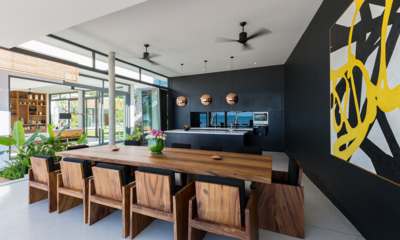 Villa Malouna Kitchen and Dining Area with View | Bang Por, Koh Samui