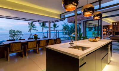 Villa Malouna Kitchen and Dining Area with Sea View | Bang Por, Koh Samui