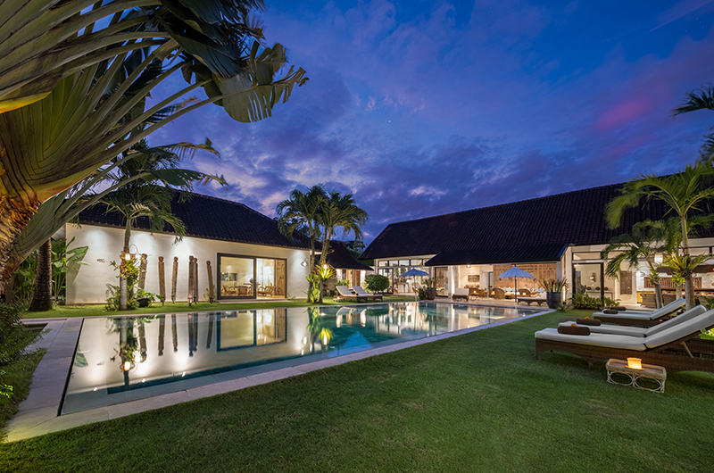 Abaca Villas Villa Iluh Gardens and Pool at Night | Seminyak, Bali