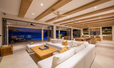 Villa Peace Living Area with View at Night | Choeng Mon, Koh Samui