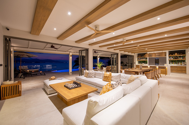 Villa Peace Living Area with View at Night | Choeng Mon, Koh Samui