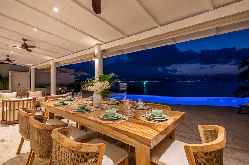 Villa Peace Dining Area at Night | Choeng Mon, Koh Samui