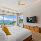 Villa Peace Master Bedroom One with Ocean View and TV | Choeng Mon, Koh Samui
