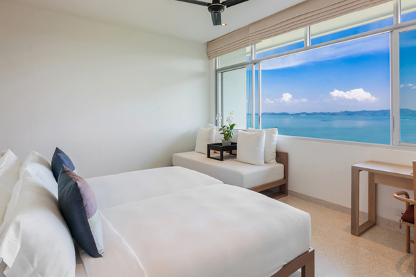 Villa Leelawadee Guest Bedroom Three with Twin Beds and Sea View | Pa Klok, Phuket