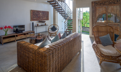 Abaca Villas Villa Kadek Indoor Living Area with Up Stairs | Seminyak, Bali