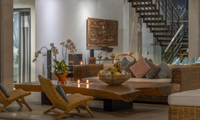 Abaca Villas Villa Kadek Living Area with TV at Night | Seminyak, Bali