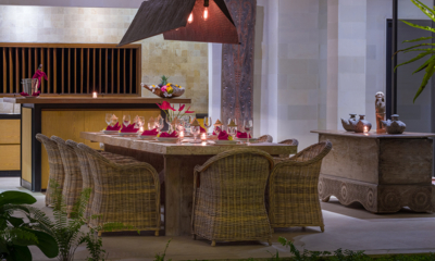 Abaca Villas Villa Kadek Dining Area at Night | Seminyak, Bali