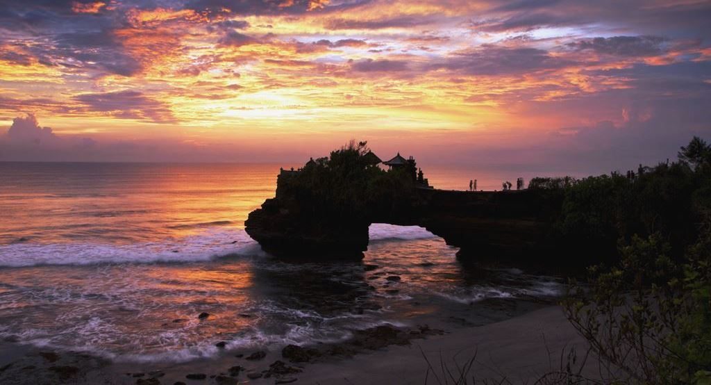 Tanah Lot sunset view from the beach