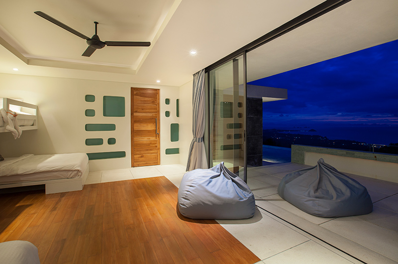 Lime Samui Villas Villa Zest Bedroom Two with Bunk Beds at Night | Nathon, Koh Samui