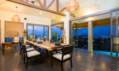 Villa Skyfall Dining Area at Night | Choeng Mon, Koh Samui