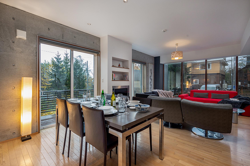 Yuki Uchi Living and Dining Area with View | Hirafu, Niseko