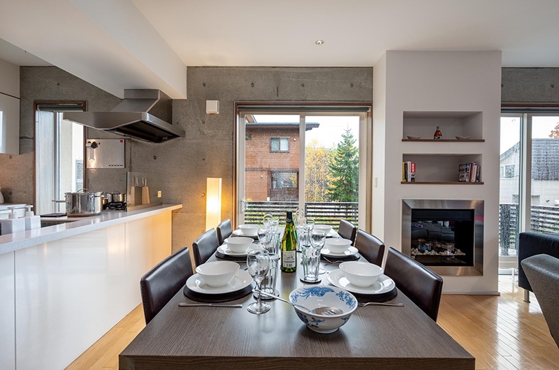 Yuki Uchi Kitchen and Dining Area with View | Hirafu, Niseko
