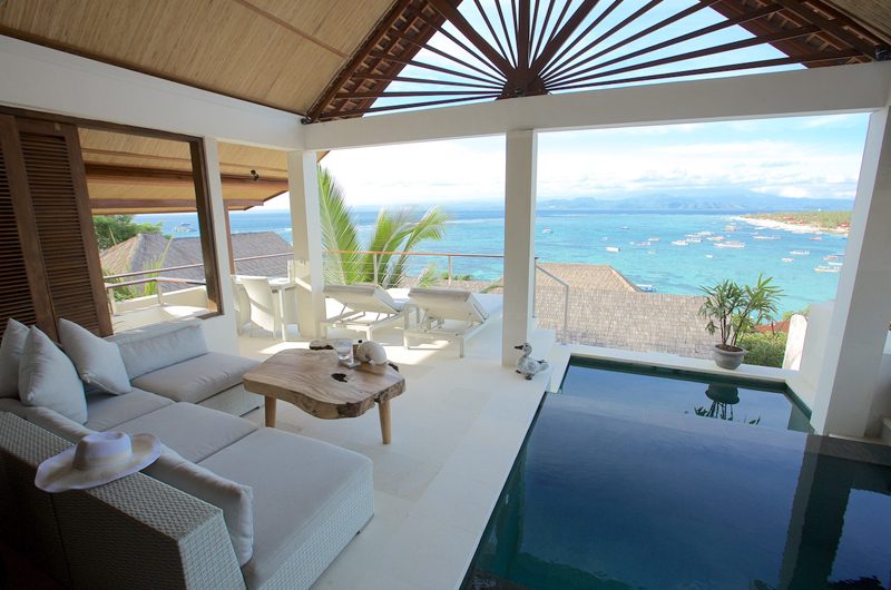 Aqua Nusa Villa Chantique Indoor Living Area with Sea View | Nusa Lembongan, Bali