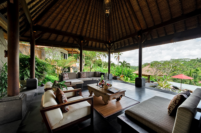 Villa Kembang Indoor Living Area with View | Ubud, Bali