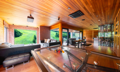 One Happo Chalet Living Area with Billiard Table and View | Hakuba, Nagano
