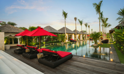 Villa Naty Gardens and Pool at Night | Umalas, Bali